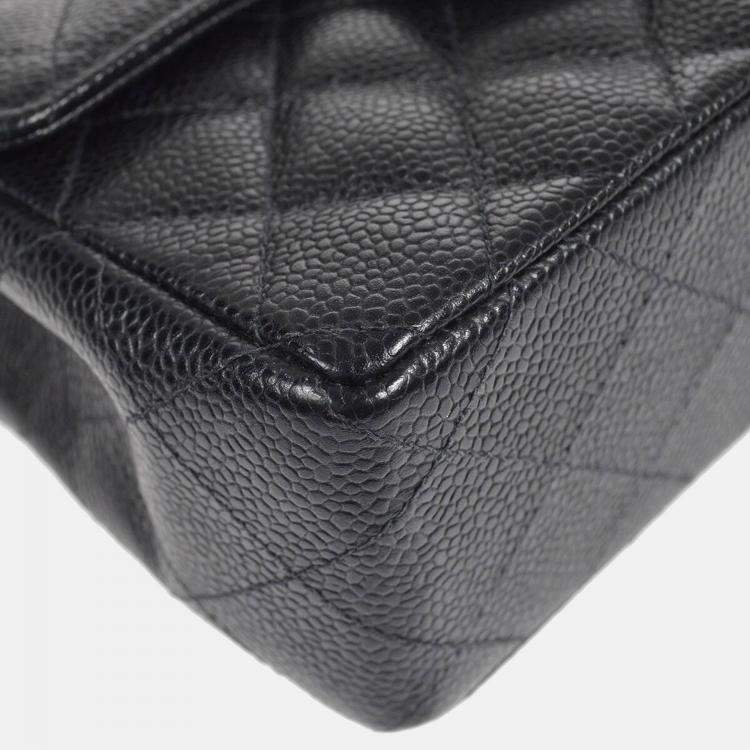 Pre Owned Chanel Classic Square Flap Mini Black Calfskin Bag