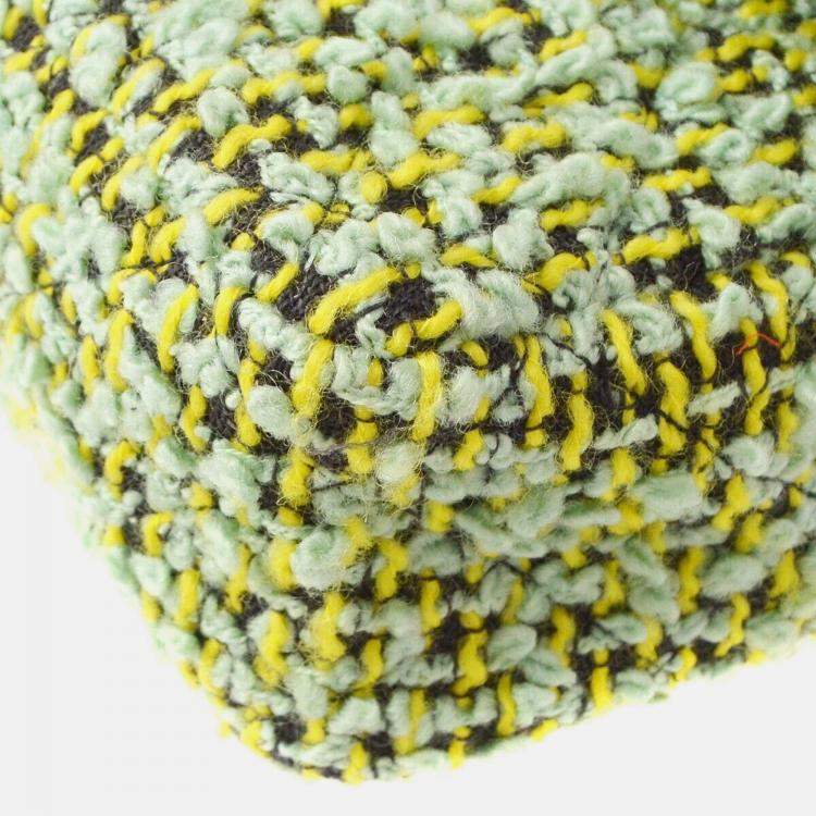 Pre Owned Chanel Green Tweed Top Handle Handbag
