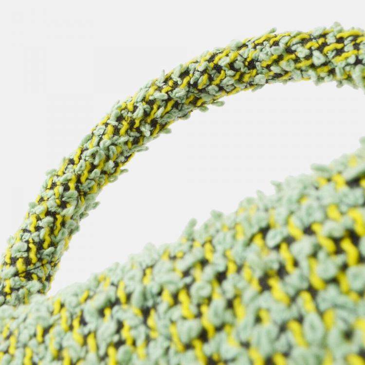 Pre Owned Chanel Green Tweed Top Handle Handbag