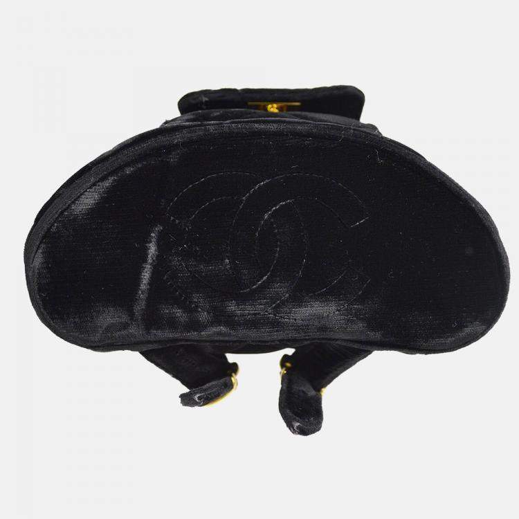 Pre Owned Chanel Duma Small Black Velvet Backpack 
