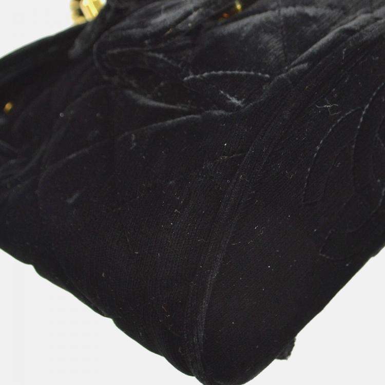 Pre Owned Chanel Duma Small Black Velvet Backpack 