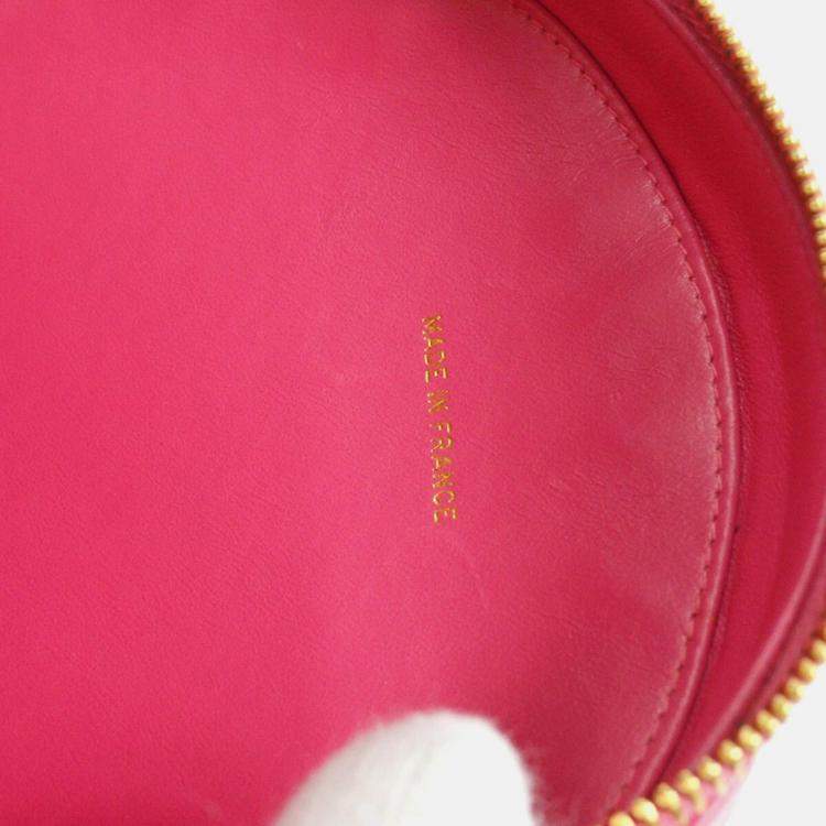 Pre Owned Chanel Quilted Patent Vintage Round Top Handle Vanity Case 