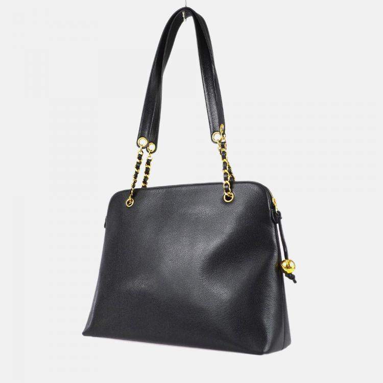 Pre Owned Chanel CC Timeless Black Calfskin Tote Bag
