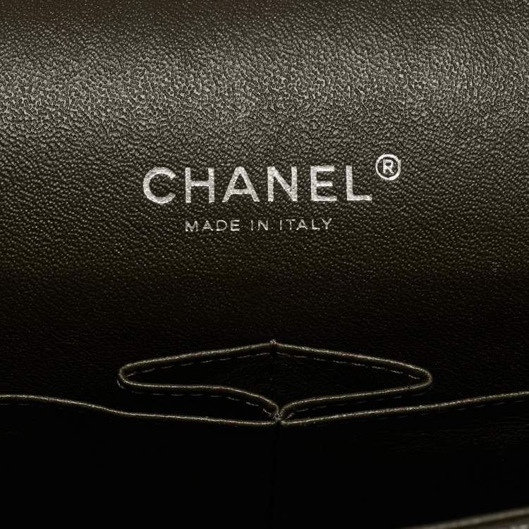 Pre Owned Chanel Dark Grey Quilted Caviar Leather Maxi Classic Double Flap Bag