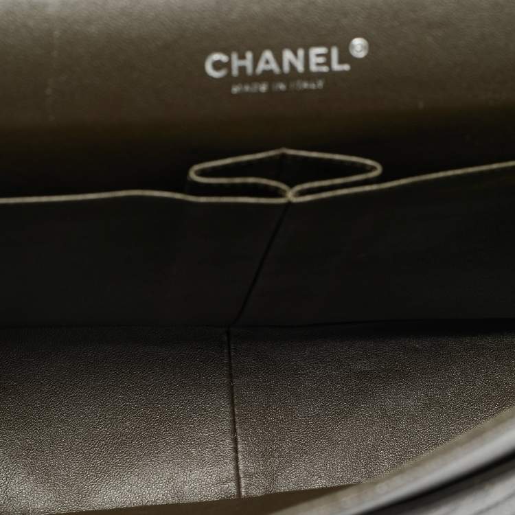 Pre Owned Chanel Dark Grey Quilted Caviar Leather Maxi Classic Double Flap Bag