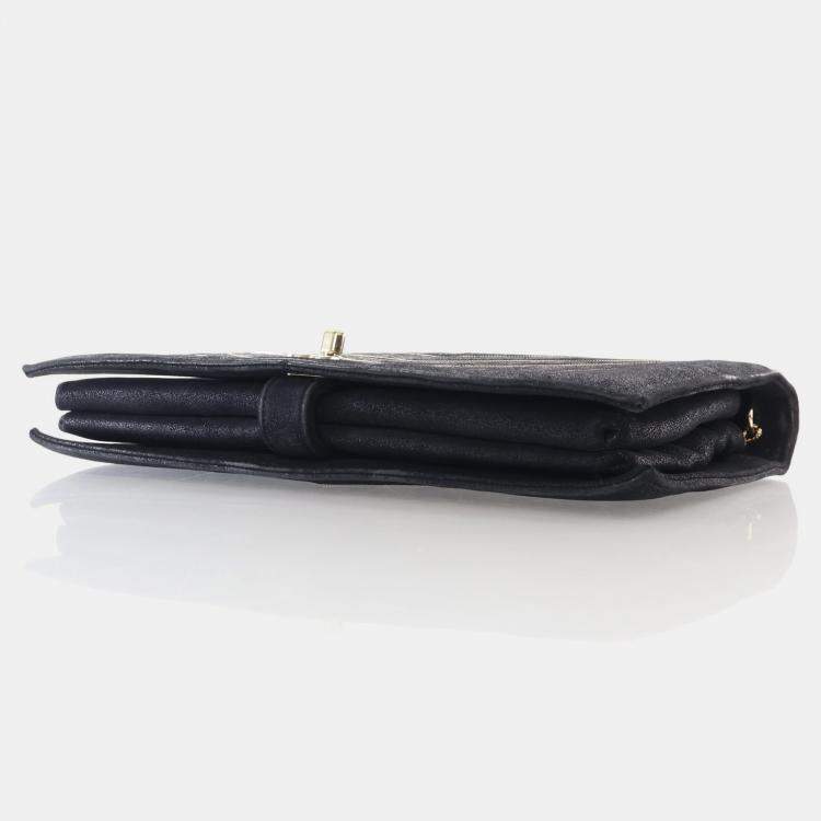 Pre Owned Chanel Chevron Black Suede Shoulder Bag