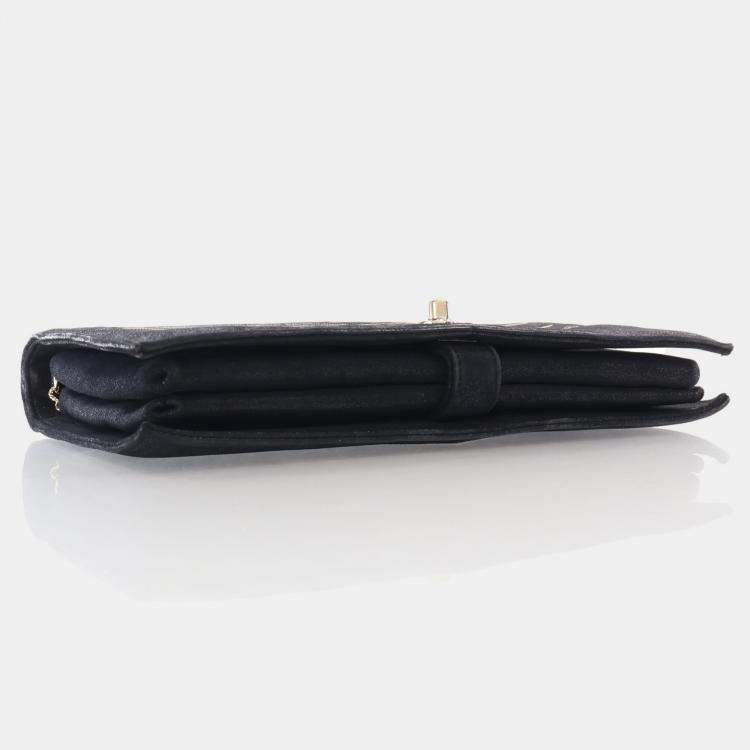 Pre Owned Chanel Chevron Black Suede Shoulder Bag