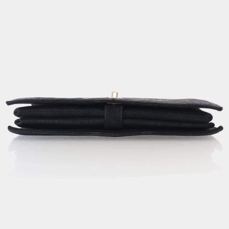 Pre Owned Chanel Chevron Black Suede Shoulder Bag
