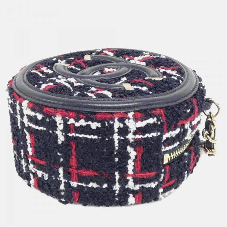 Pre Owned Chanel Round Multicolor Tweed Shoulder Bag