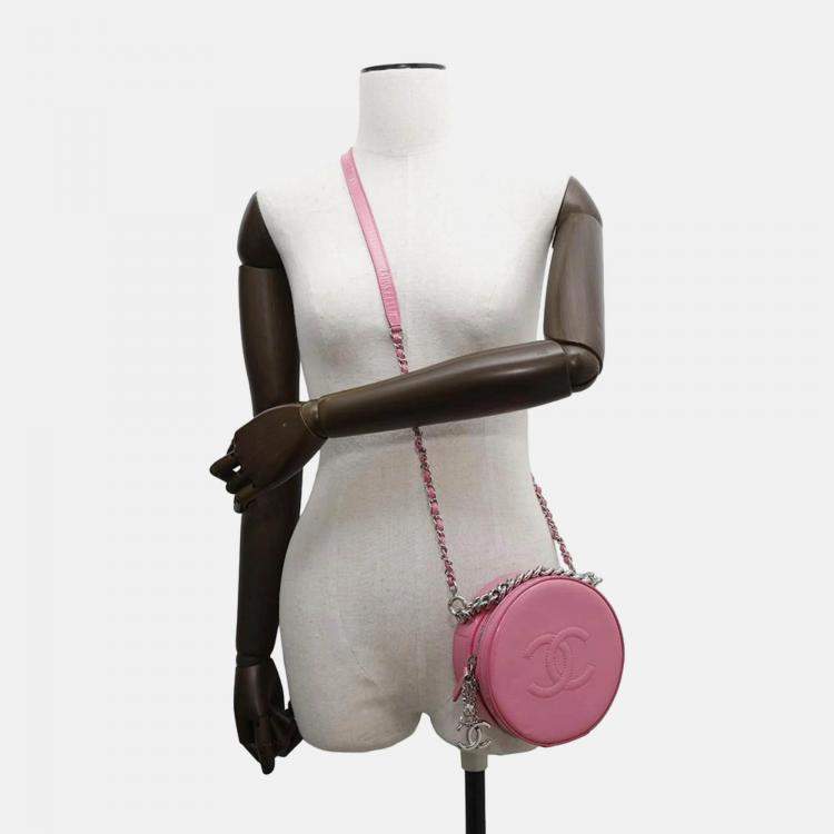 Pre Owned Chanel Round Pink Patent Leather Shoulder Bag