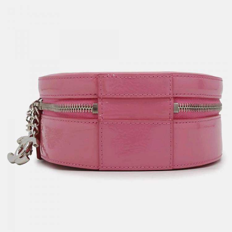 Pre Owned Chanel Round Pink Patent Leather Shoulder Bag