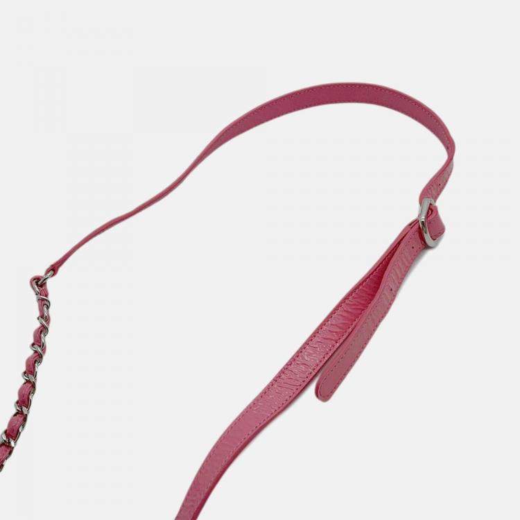 Pre Owned Chanel Round Pink Patent Leather Shoulder Bag