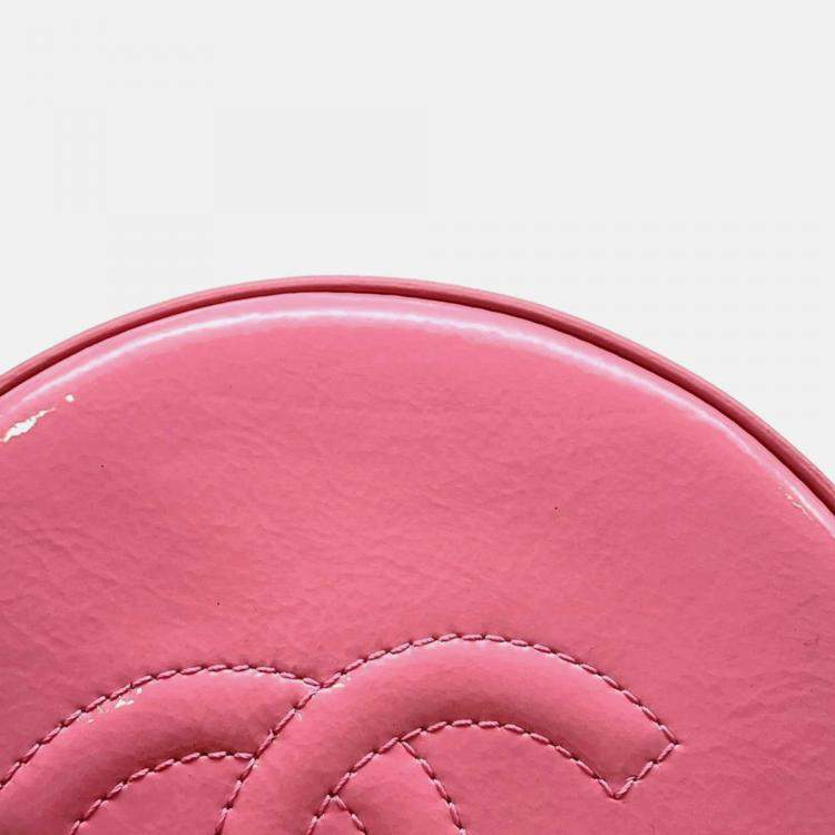Pre Owned Chanel Round Pink Patent Leather Shoulder Bag