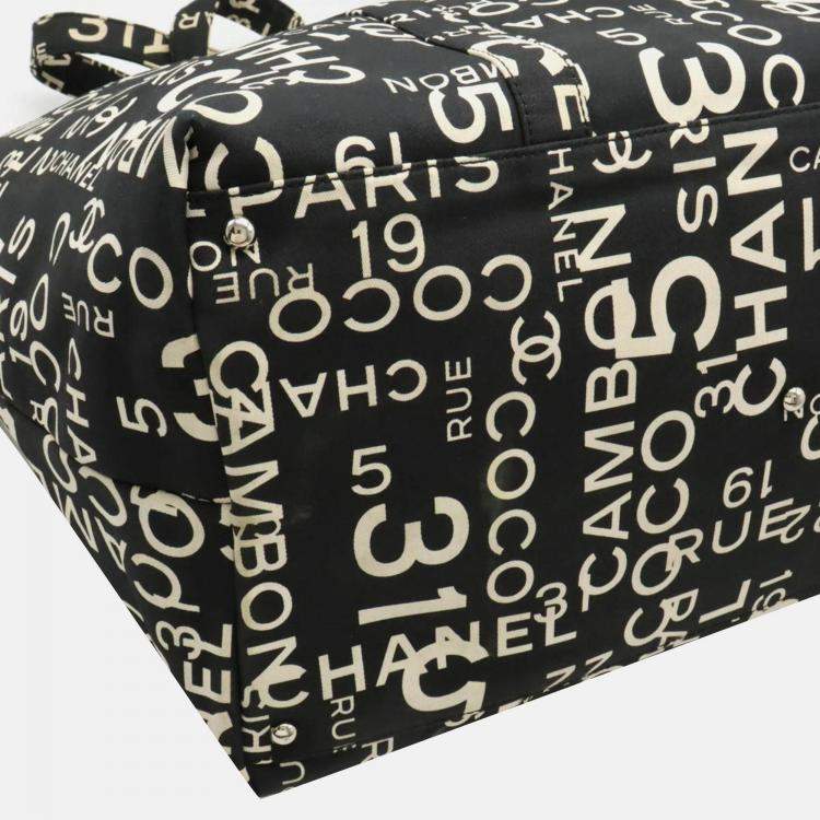 Pre Owned Chanel By Sea Line Large Black Canvas Tote Bag