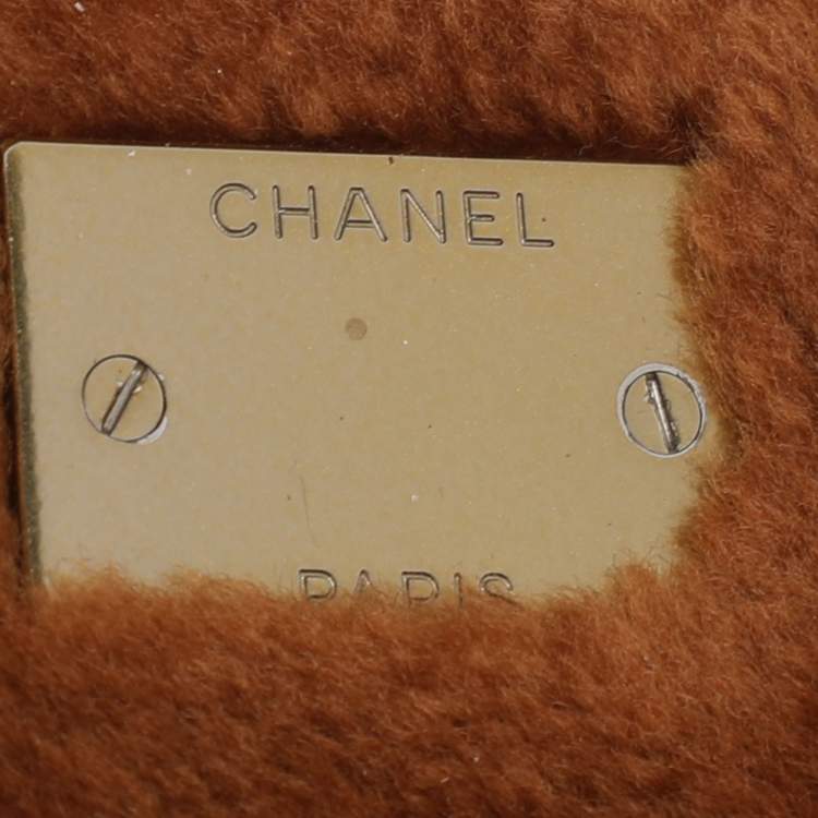 Pre Owned Chanel Brown Nubuck and Shearling Fur Vintage CC Flap Bag