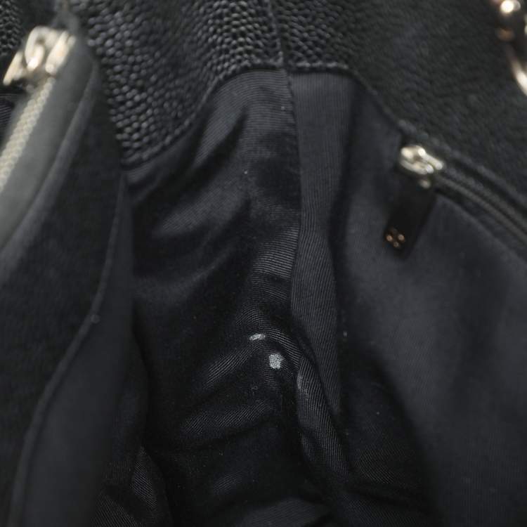 Pre Owned Chanel Black Quilted Caviar Leather CC GST Tote