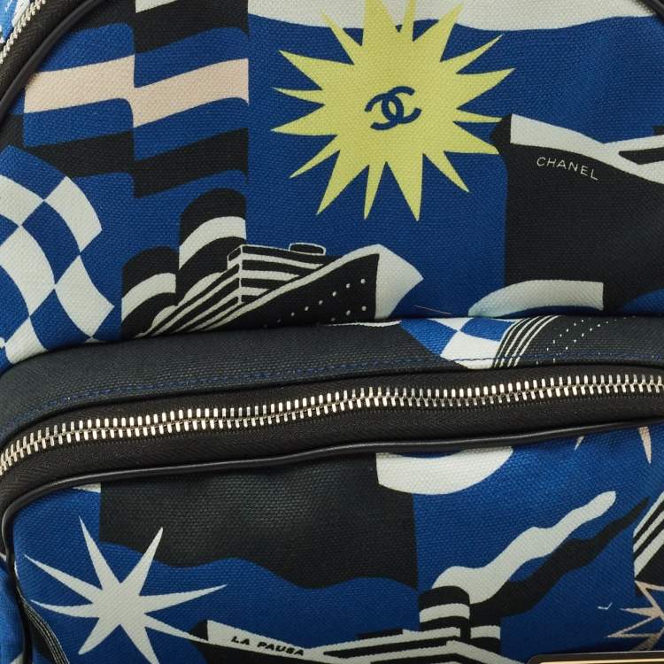 Pre Owned Chanel Blue/Black Canvas Cruise Line Backpack