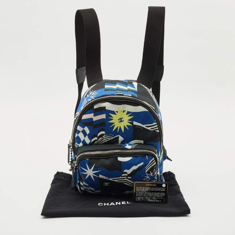 Pre Owned Chanel Blue/Black Canvas Cruise Line Backpack