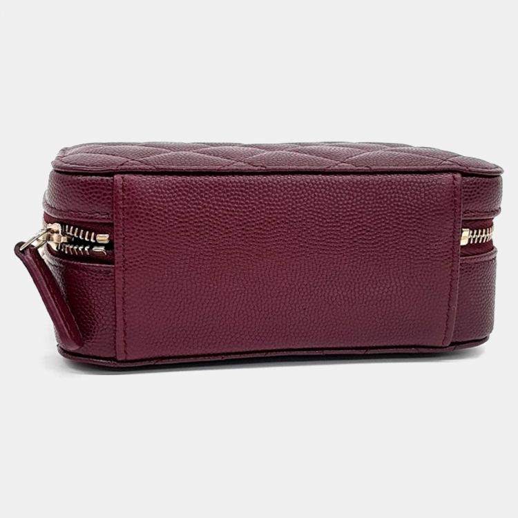 Pre Owned Chanel Burgundy Leather Caviar Camera Crossbody Bag