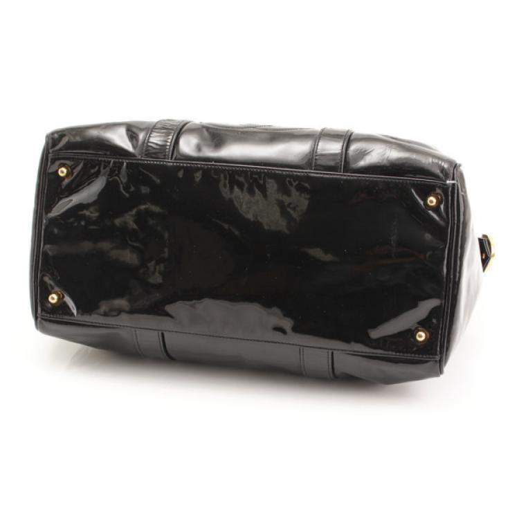 Pre Owned Chanel Black Patent Leather Vintage CC Boston Bag