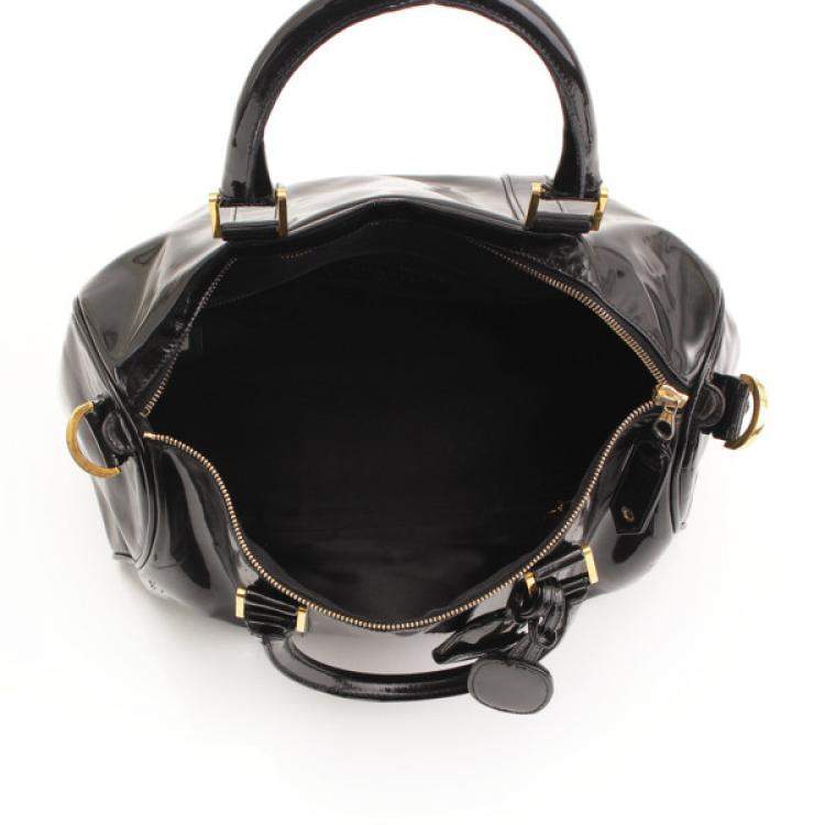 Pre Owned Chanel Black Patent Leather Vintage CC Boston Bag