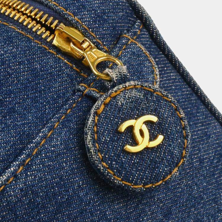 Pre Owned Chanel CC Blue Denim Vanity Handbag