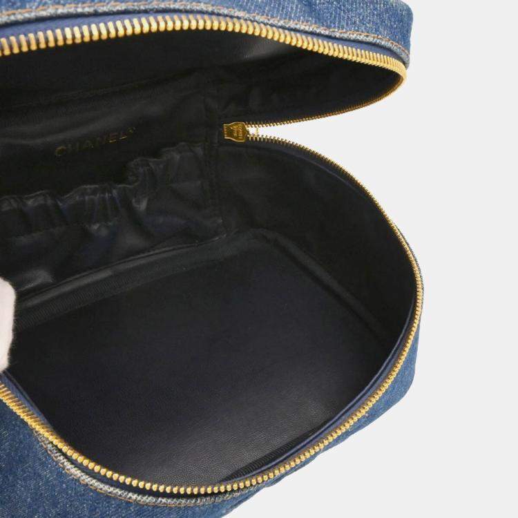 Pre Owned Chanel CC Blue Denim Vanity Handbag