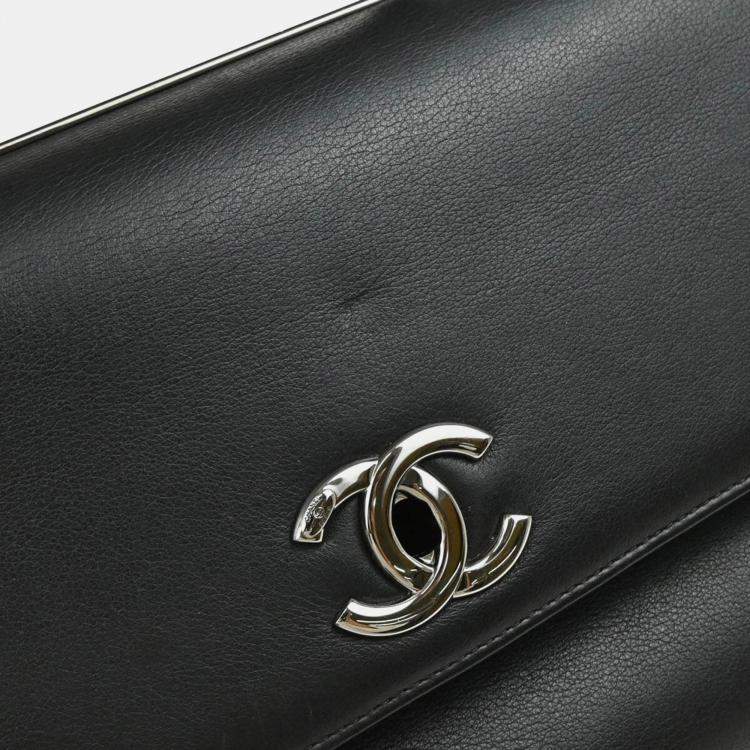 Pre Owned Chanel Trendy CC Dual Black Calfskin Top Handle Handbag 