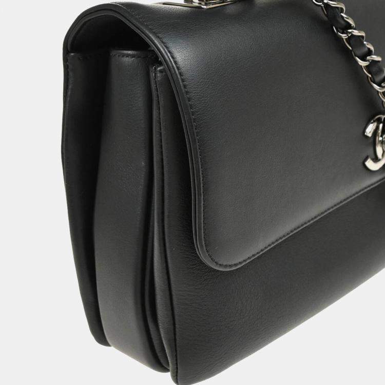 Pre Owned Chanel Trendy CC Dual Black Calfskin Top Handle Handbag 