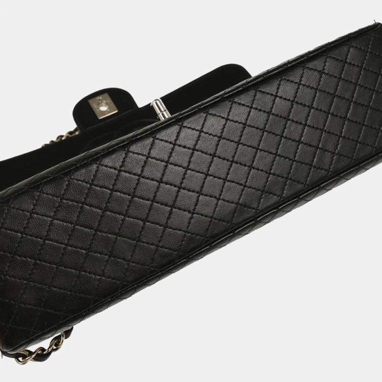 Pre Owned Chanel Single Flap Black Lambskin Shoulder Bag