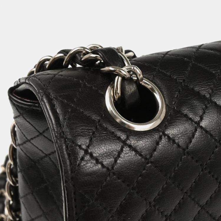 Pre Owned Chanel Single Flap Black Lambskin Shoulder Bag