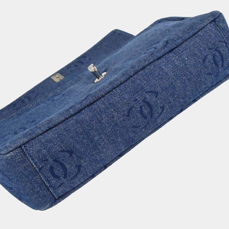 Pre Owned Chanel CC Blue Denim Shoulder Bag