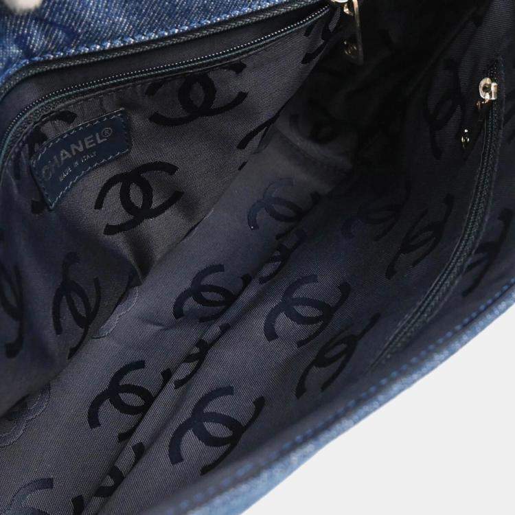 Pre Owned Chanel CC Blue Denim Shoulder Bag