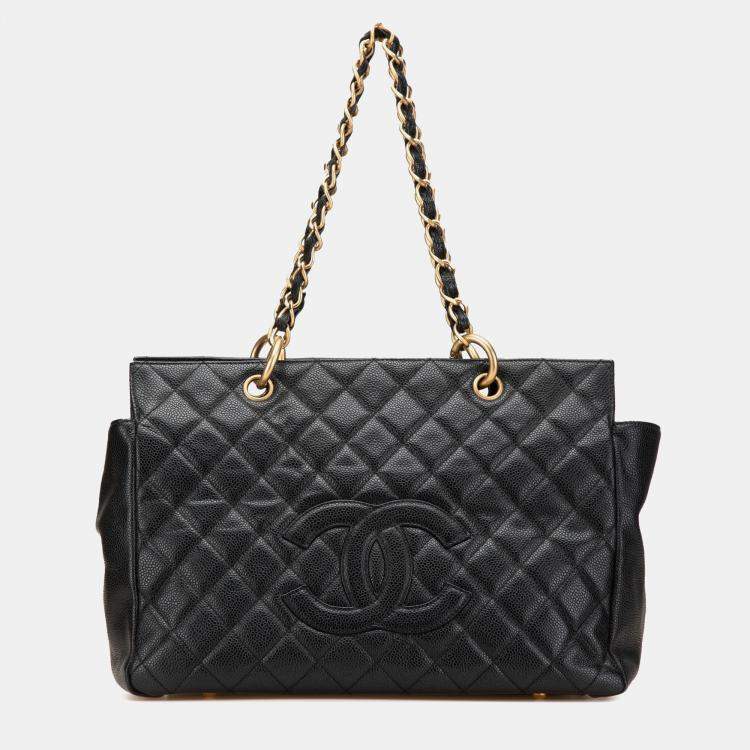 Pre Owned Chanel Black Grand Quilted Caviar Timeless Shopping Tote