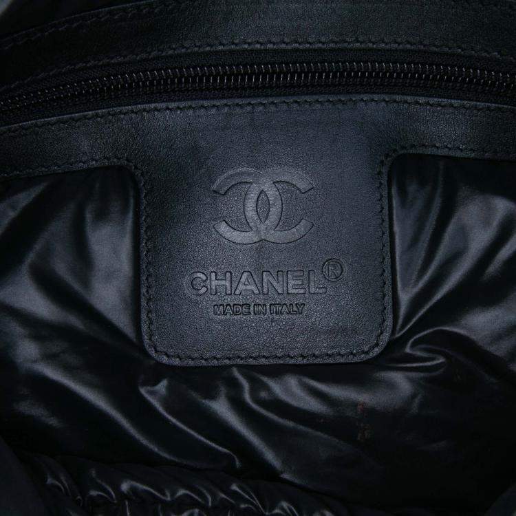 Pre Owned Chanel Blue Small Quilted Nylon Coco Cocoon Tote