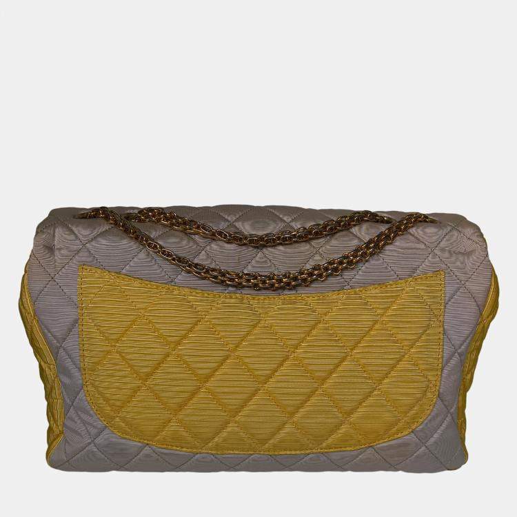 Pre Owned Chanel Faille Reissue Jumbo Tricolor  Flap Bag