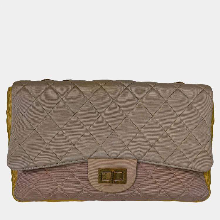 Pre Owned Chanel Faille Reissue Jumbo Tricolor  Flap Bag
