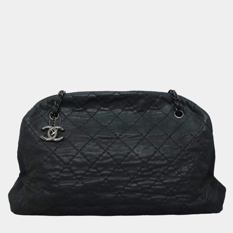 Pre Owned Chanel Iridescent Quilted Large Leather Grey Just Mademoiselle Large Tote Bag