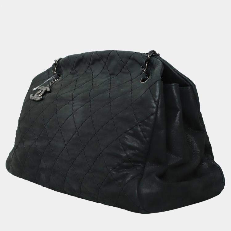 Pre Owned Chanel Iridescent Quilted Large Leather Grey Just Mademoiselle Large Tote Bag