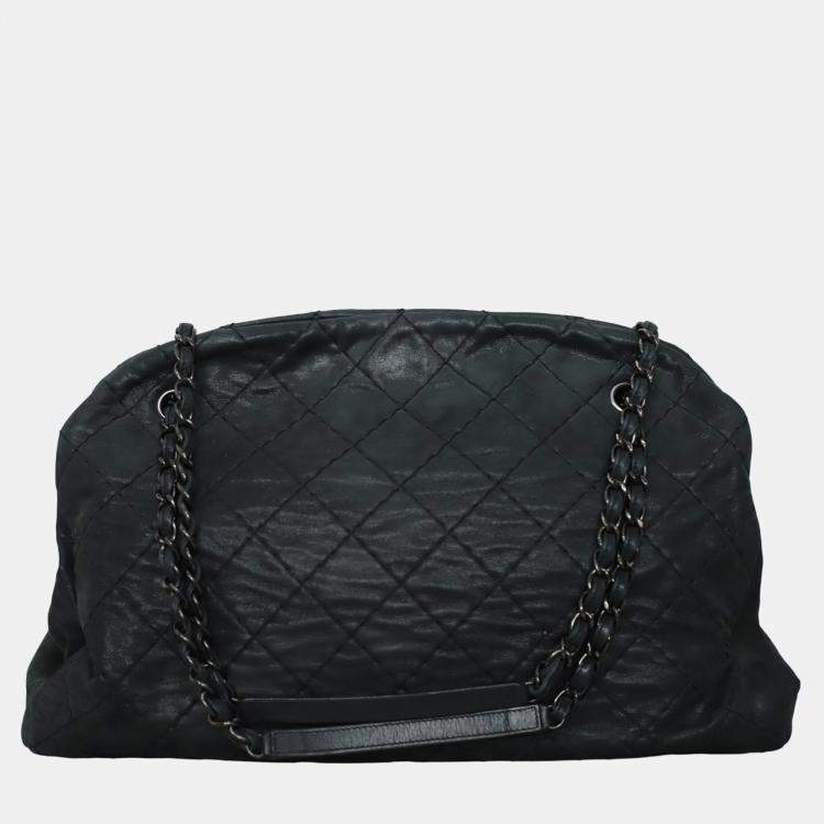 Pre Owned Chanel Iridescent Quilted Large Leather Grey Just Mademoiselle Large Tote Bag