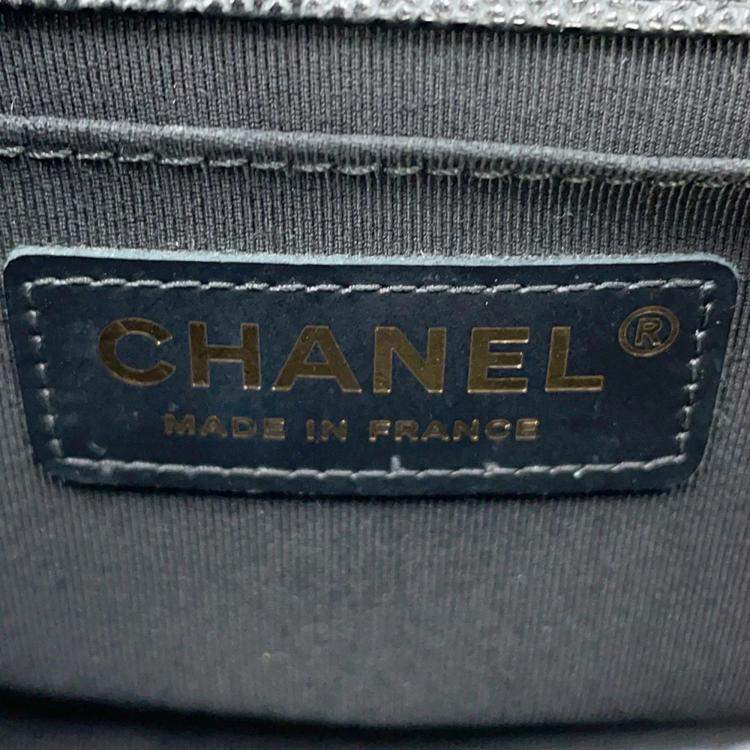 Pre Owned Chanel Boy Black Caviar Leather Chain Shoulder Bag