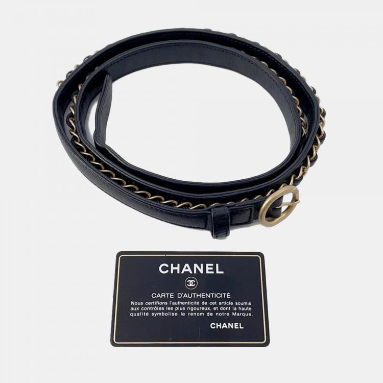 Pre Owned Chanel 19 Black Leather Waist Bag 