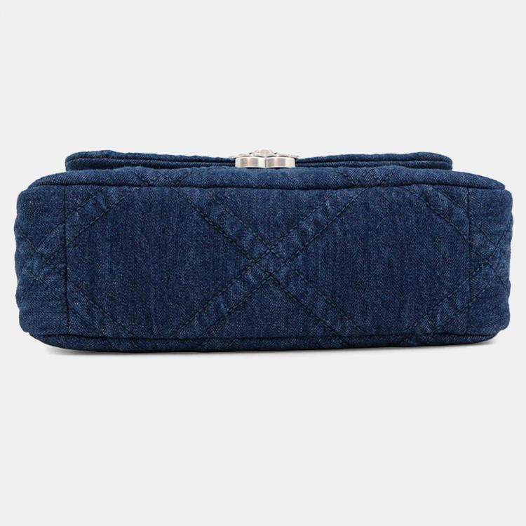 Pre Owned Chanel 19 Chain Blue Denim Shoulder Bag 