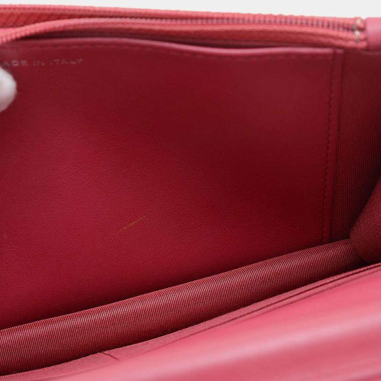 Pre Owned Chanel Boy Pink Lambskin Wallet on Chain