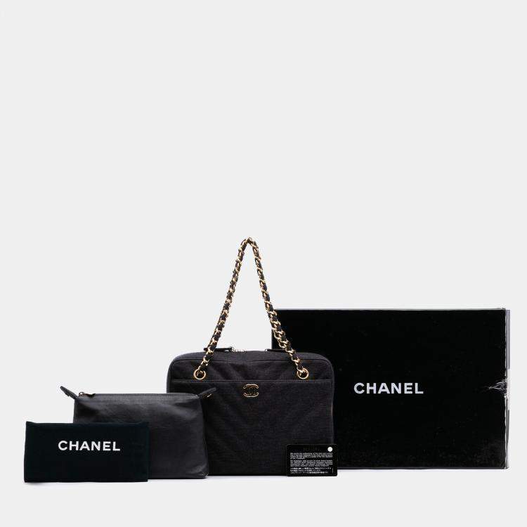 Pre Owned Chanel Grey CC Chevron Jersey Camera Bag