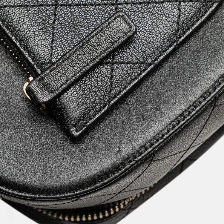 Pre Owned Chanel Black Goatskin and Quilted Calfskin Coco Curve Vanity Case