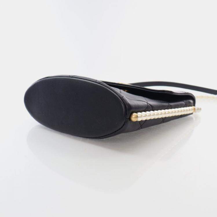 Pre Owned Chanel About Pearls Black Calfskin Hobo Bag