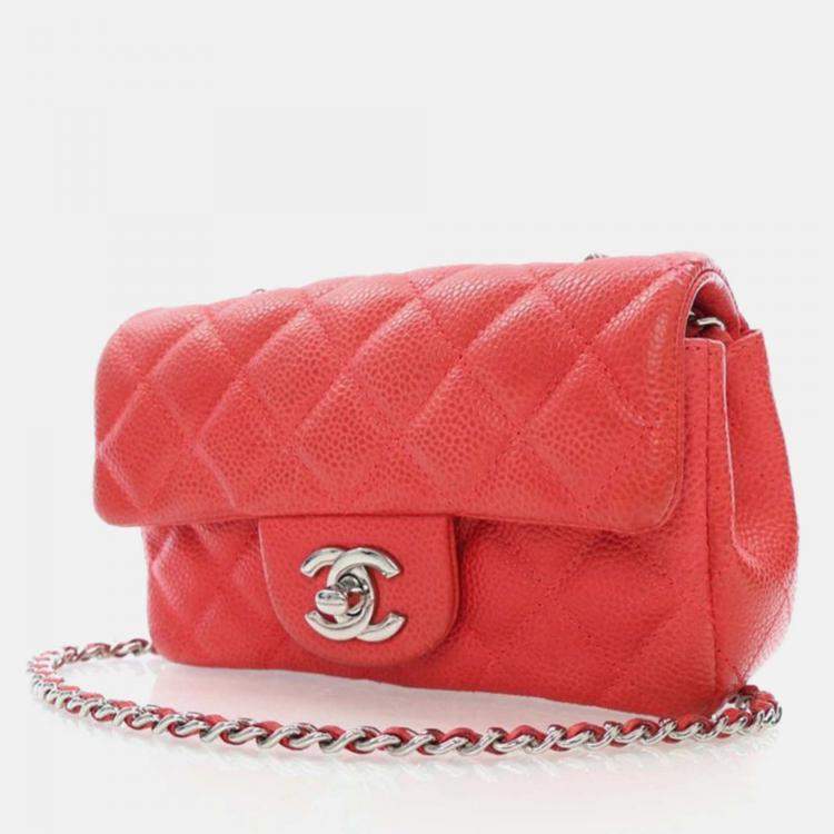 Pre Owned Chanel Classic Single Flap Mini Pink Caviar Bag