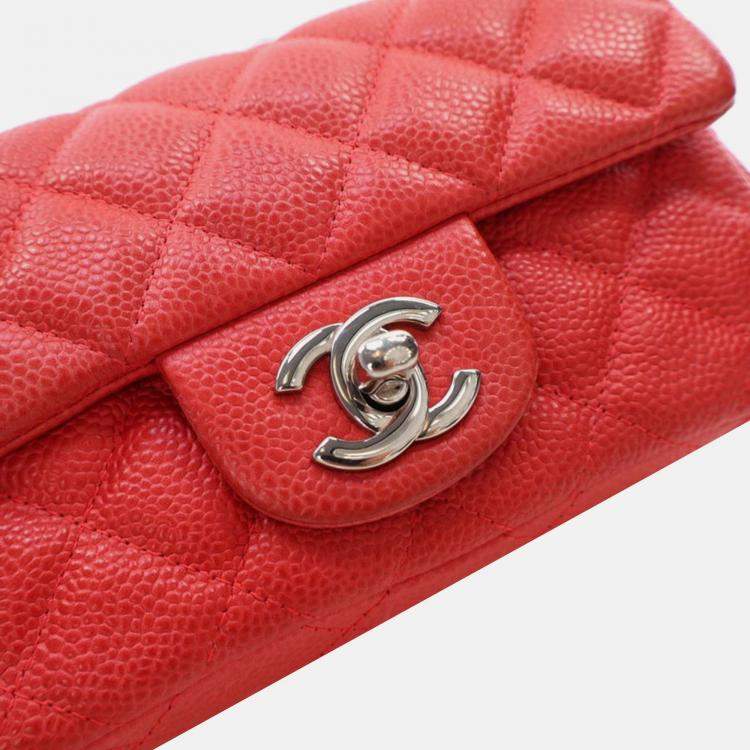 Pre Owned Chanel Classic Single Flap Mini Pink Caviar Bag