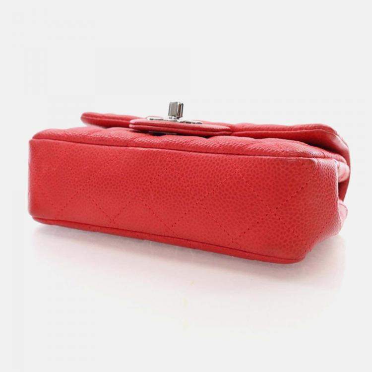 Pre Owned Chanel Classic Single Flap Mini Pink Caviar Bag